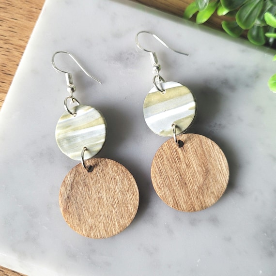 Marbled Green Earrings.