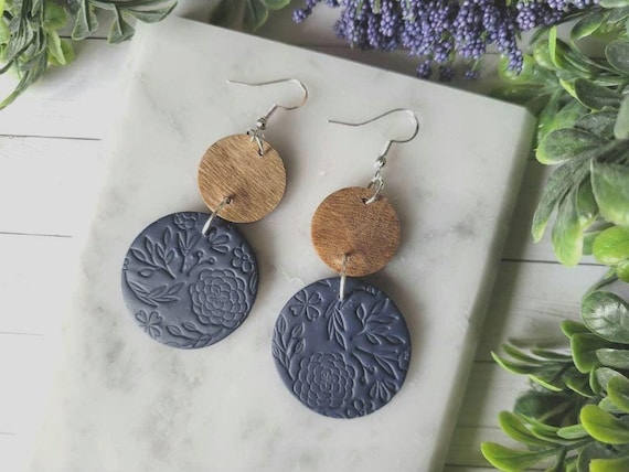Navy Blue Clay Earrings.