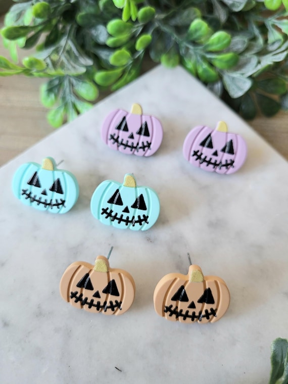 Fun Jack-O-Lantern Pumpkin Stud Earrings