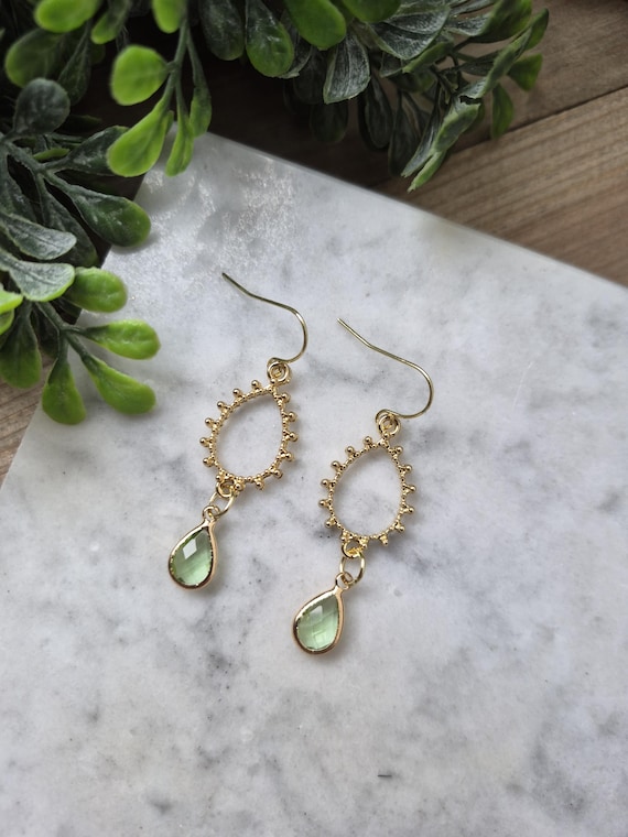 Gold Teardrop Earrings: Gemdrop Earrings, Gold Jewelry.