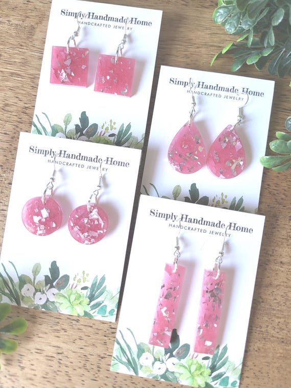 Pink Resin Earrings.