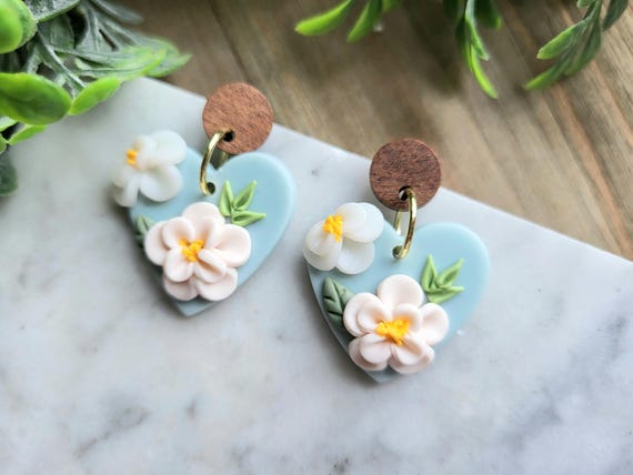Pastel spring floral earrings