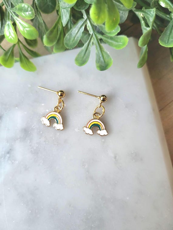 Enamel Rainbow Earrings.