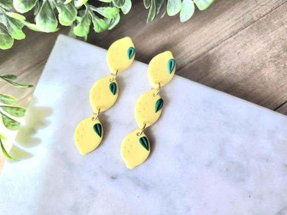 Fun Lemon Fruit Dangle Earrings