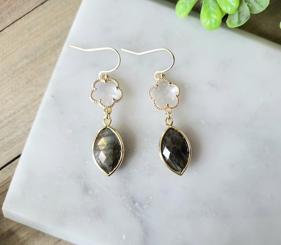 Natural Labradorite Earrings