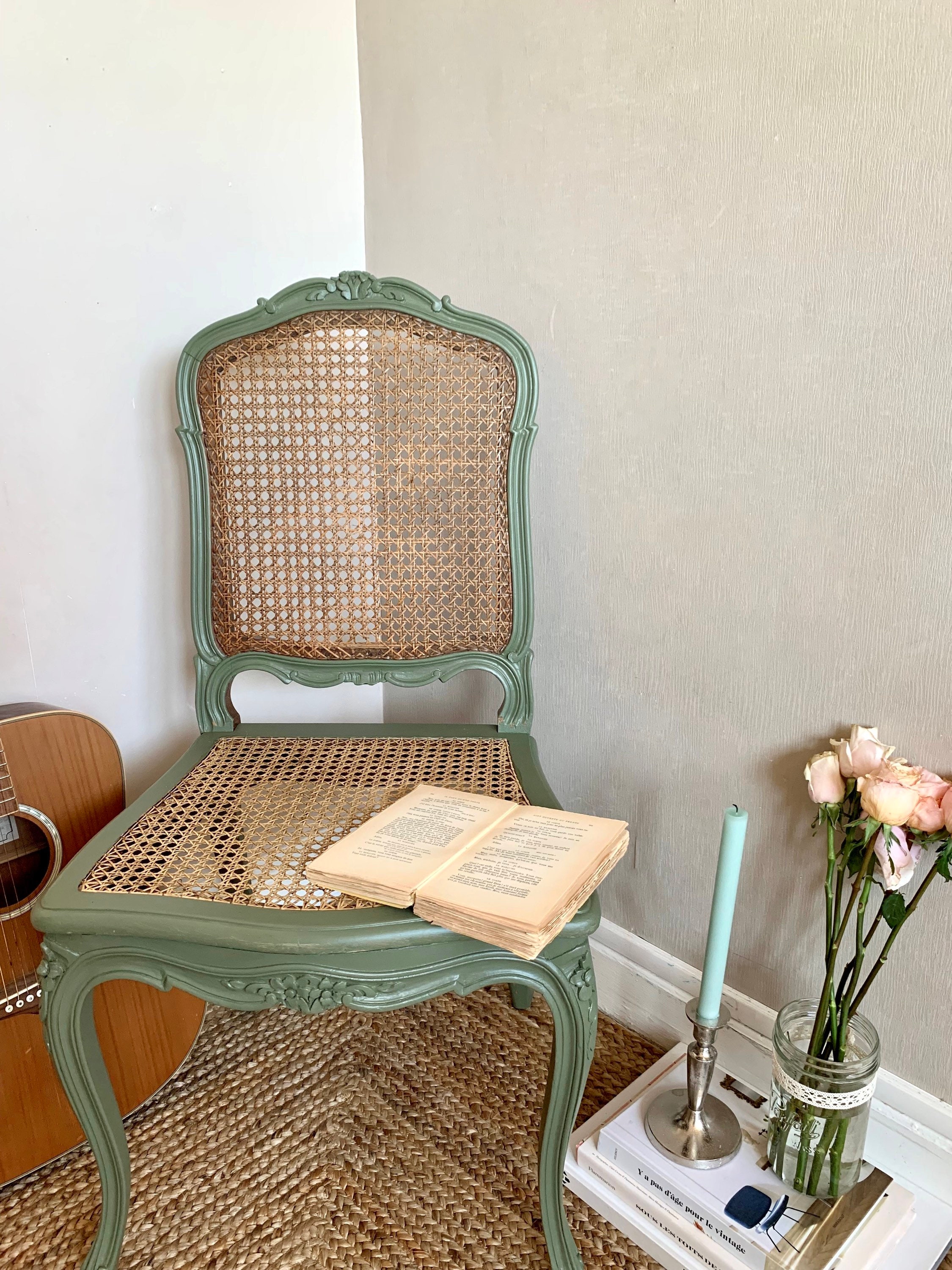chaise En Cannage Vert