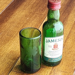 Recycled Shot Glass | Jameson Gift | Handmade | Upcycled Irish Whiskey Bottle | Etched