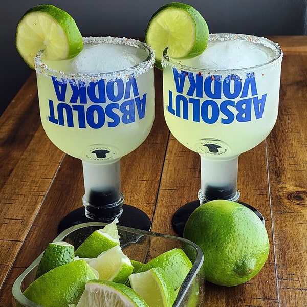 Margarita Glasses | Upcycled Absolut Vodka Bottle  | Recycled Glassware | Fun Cocktail Glass | Cinco de Mayo Gift