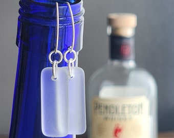 Recycled Glass Earrings | Handmade | Upcycled Pendleton Whiskey Bottle | Sterling Silver