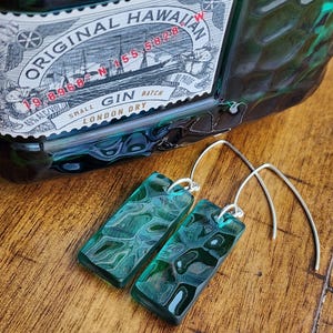 Hawaiian Gin Bottle Earrings | Recycled Glass Jewelry | Ocean Inspired | Upcycled Fid St. Hawaiian Gin Earrings | Sterling Silver