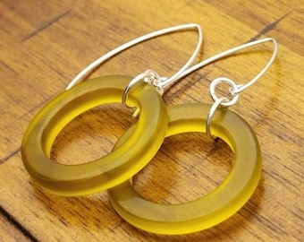 Chardonnay Earrings | Recycled Glass | Upcycled Wine Bottle Jewelry | Handmade in Idaho