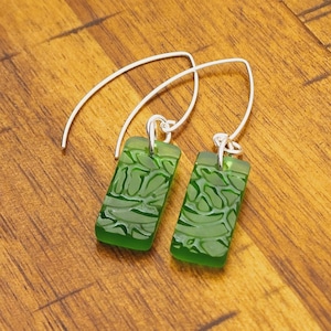 Gin Bottle Earrings | Upcycled Tanqueray Bottle | Recycled Glass Jewelry | Handmade | Sterling Silver Option #2