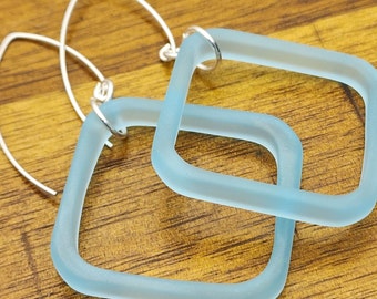 Gin Bottle Earrings | Upcycled Bombay | Geometric Earrings | Recycled Glass Jewelry | Sterling Silver