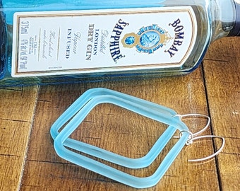 Upcycled Earrings | Large Hoops | Recycled Bombay Gin Bottle | Gin Gift for Her | Sterling Silver