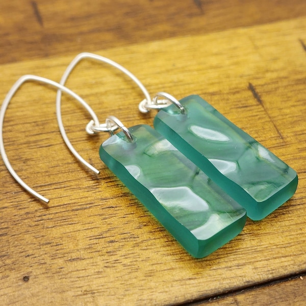 Gin Bottle Earrings | Recycled Glass Jewelry | Ocean Inspired | Upcycled Fid St. Hawaiian Gin | Sterling Silver