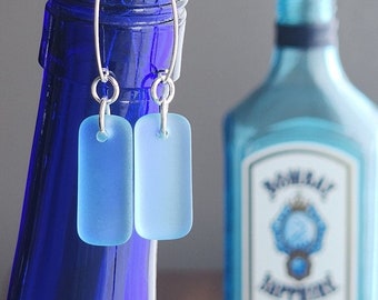 Gin Bottle Earrings | Upcycled Bombay Sapphire | Recycled Glass Jewelry | Gin Gift | Ecofriendly Earrings | Sterling Silver
