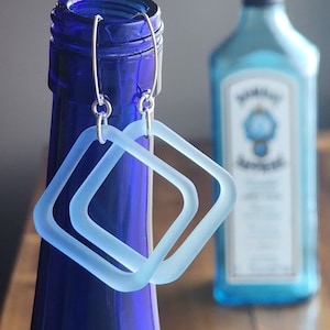 Gin Bottle Earrings | Upcycled Bombay | Geometric Earrings | Recycled Glass Jewelry | Sterling Silver