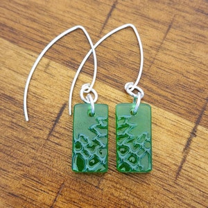 Gin Bottle Earrings | Upcycled Tanqueray Bottle | Recycled Glass Jewelry | Handmade | Sterling Silver Option #1
