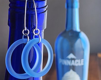 Vodka Earrings | Upcycled Pinnacle Bottle | Sterling Silver | Recycled Glass Jewelry | Periwinkle Earrings