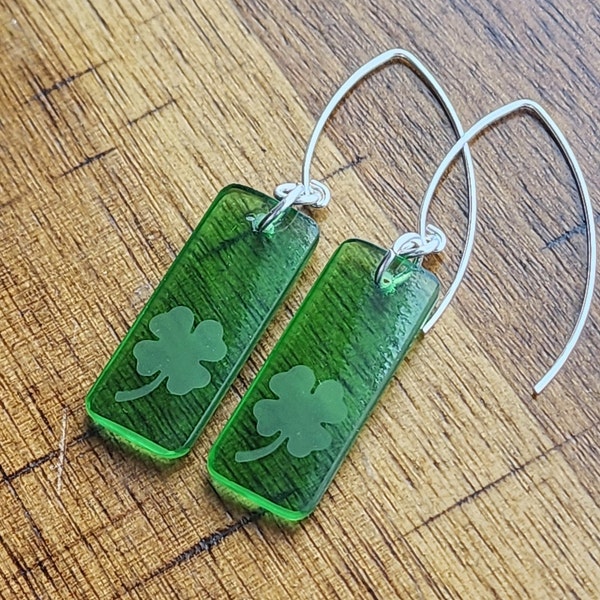 Clover Earrings | Upcycled Jameson Irish Whiskey Bottle | Sterling Silver