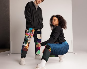 Colorful “Cool Puma” Jogger Pants – Unique Animal Print with Sunglasses | Handmade Streetwear