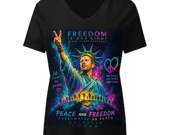 Chris Inspired   Statue of Liberty  Peace & Freedom Unisex T-Shirt T-Shirt mit V-Ausschnitt