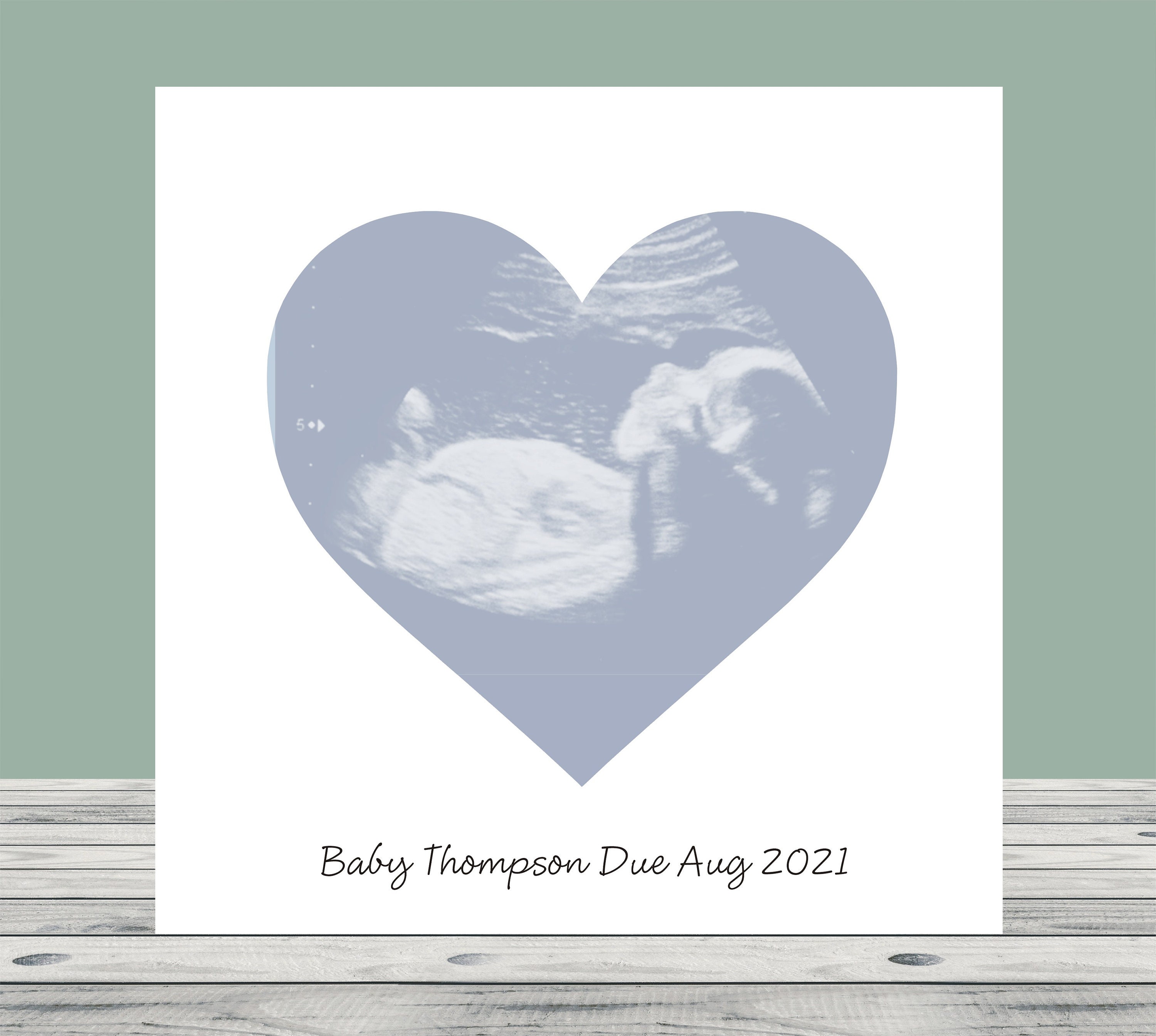 Pack of 2 Baby Scan Gender Reveal Pregnancy Announcement Cards Silver 