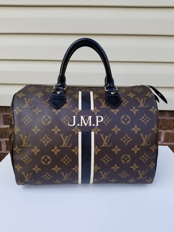 Monogrammed Hand Paint With 3 Stripes on Bag customer 