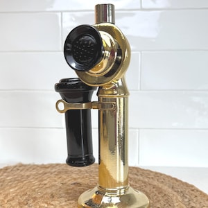 Avon Wild Country Cologne Bottle – Vintage Telephone Decanter – 1970s Gold & Black Collectible – Retro Barbershop Decor