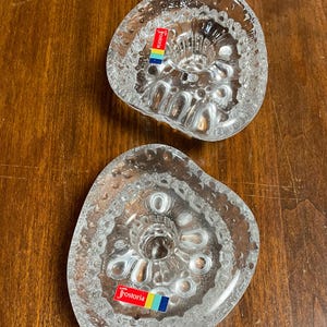 Vintage Candle Holders Fostoria Heavy Art Glass Candleholders Pair in Original Box Mid-Century Modern Decor