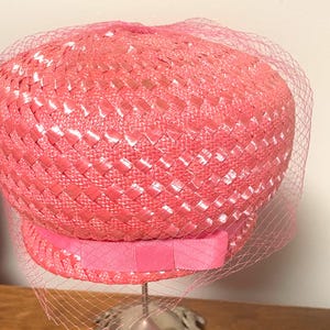 Pink Pillbox Hat With Netting - Etsy display picture 1