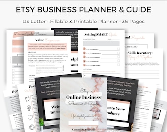 Etsy Business Planner & Guide: Etsy Planner, Small Business, Etsy Guide, Online Business, Printable PDF, Fillable Planner