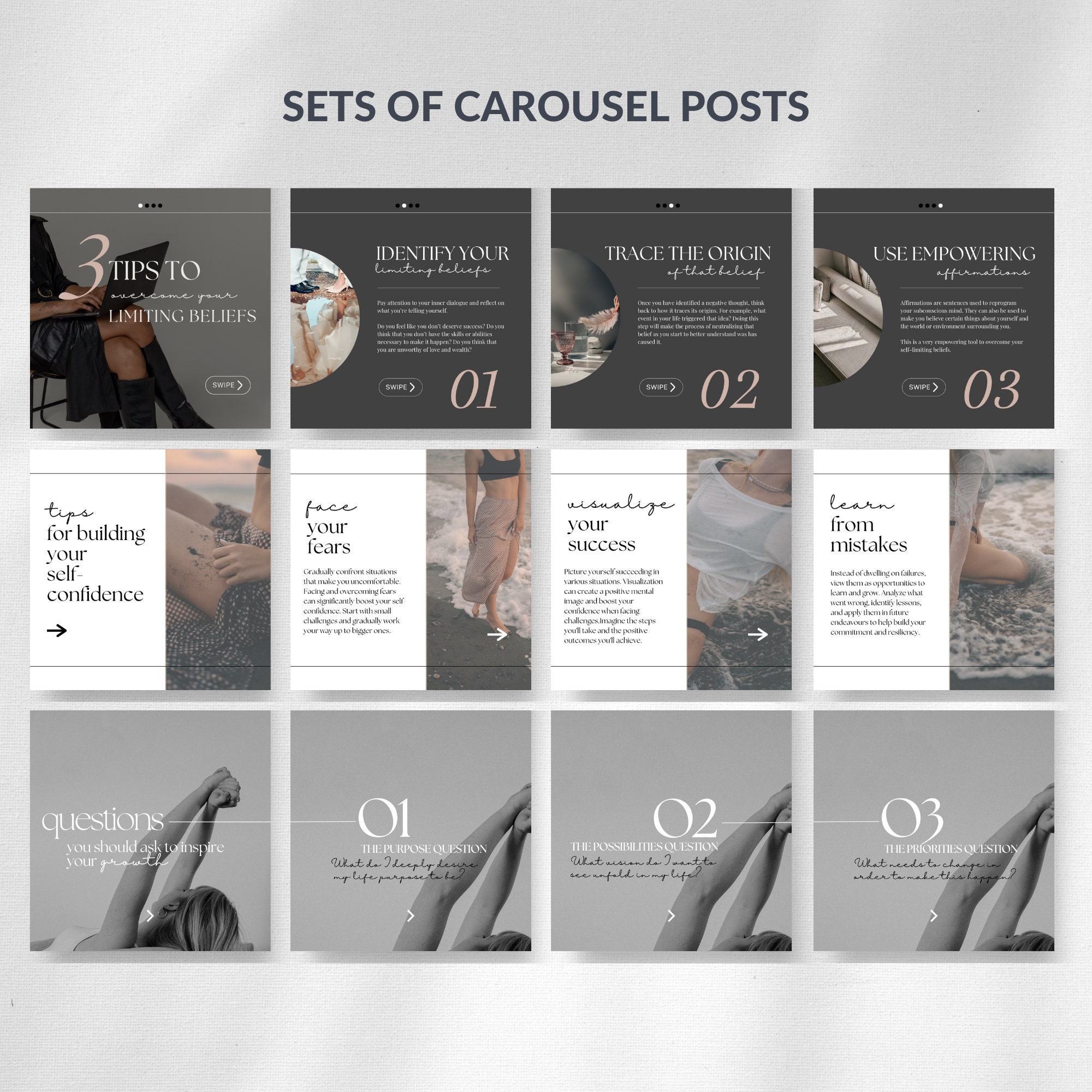 Mindset Coach Instagram Post Template Canva Life Coach Editable Canva ...