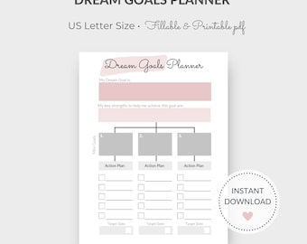 Goal Planner Printable, Goal Planner Digital, Goal Setting Template, Goal Tracker, Action Plan Template, SMART Goal Template, Life Planner