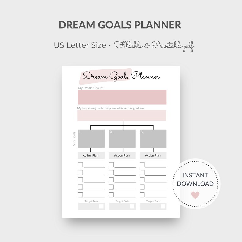 Goal Planner Printable, Goal Planner Digital, Goal Setting Template ...