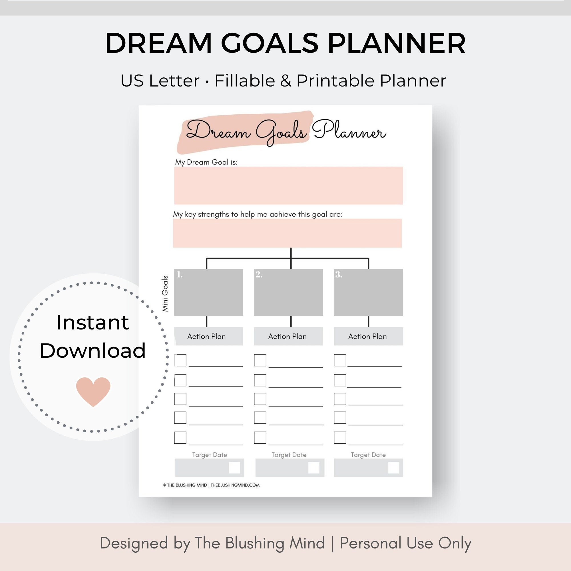 Dream Goals Planner Goal Setting Action Plan Online Etsy Canada