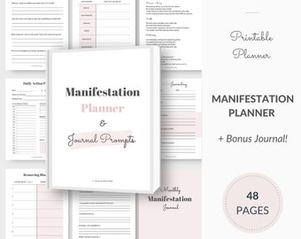 Manifestation Planner: The Law of Attraction, Monthly Journal, Daily Planner, Gratitude Journal, Abundance, Goal Setting, Printable Planner