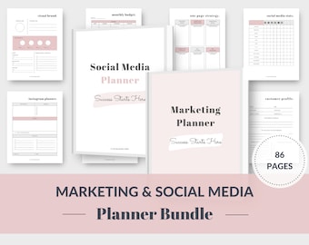 Social Media Marketing Bundle, Business Bundle Template, Marketing Planner, Social Media Planner, Business Plan Template, Content Planner