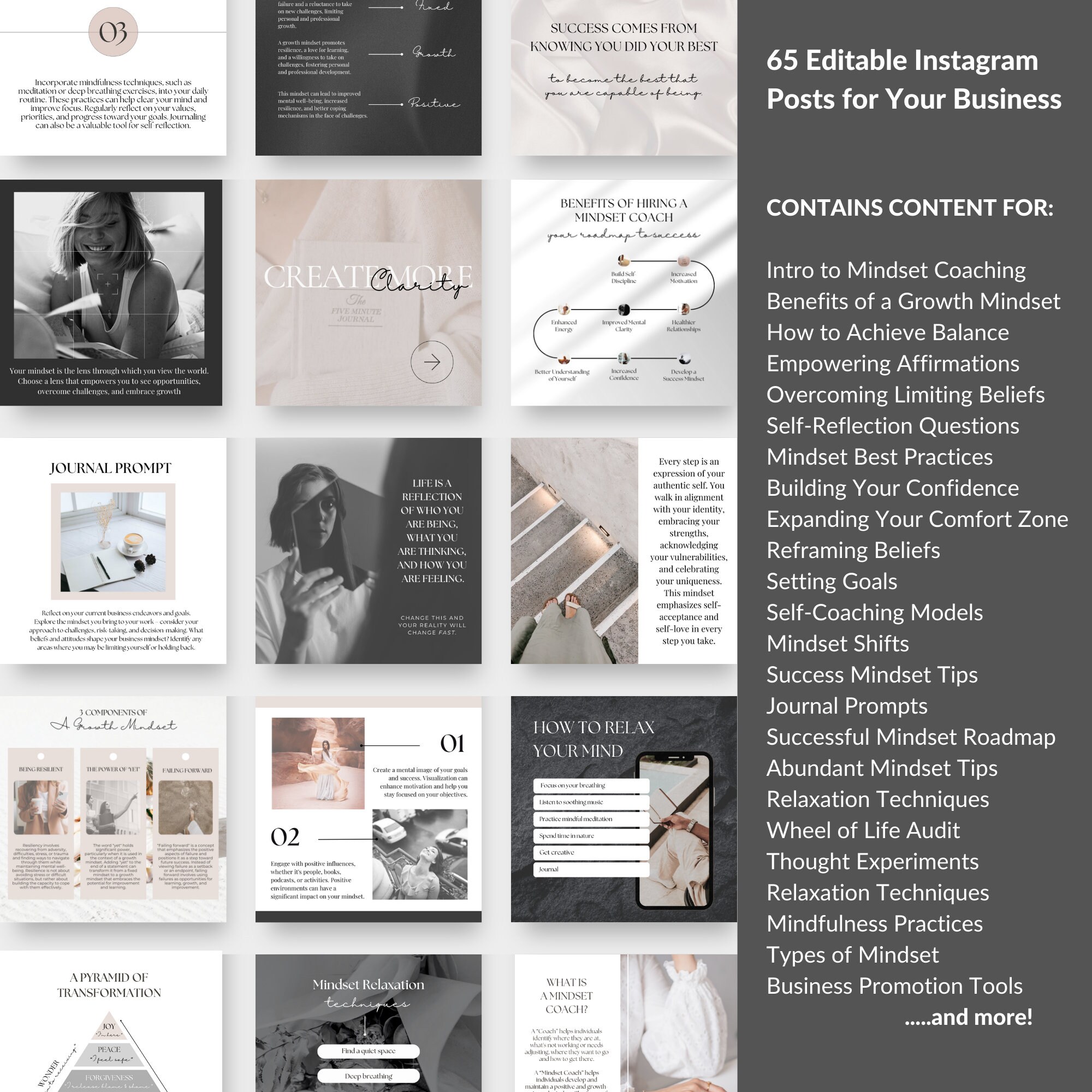 Mindset Coach Instagram Post Template Canva Life Coach Editable Canva ...