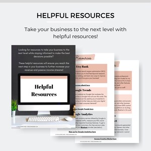 K&ouml;nnte beinhalten: Eine Grafik f&uuml;r digitales Marketing mit dem Text &bdquo;Hilfreiche Ressourcen&ldquo; und dem Slogan &bdquo;Bringen Sie Ihr Unternehmen mit hilfreichen Ressourcen auf die n&auml;chste Stufe!&ldquo; Das Bild enth&auml;lt einen Computerbildschirm und mehrere Informationsdokumente.