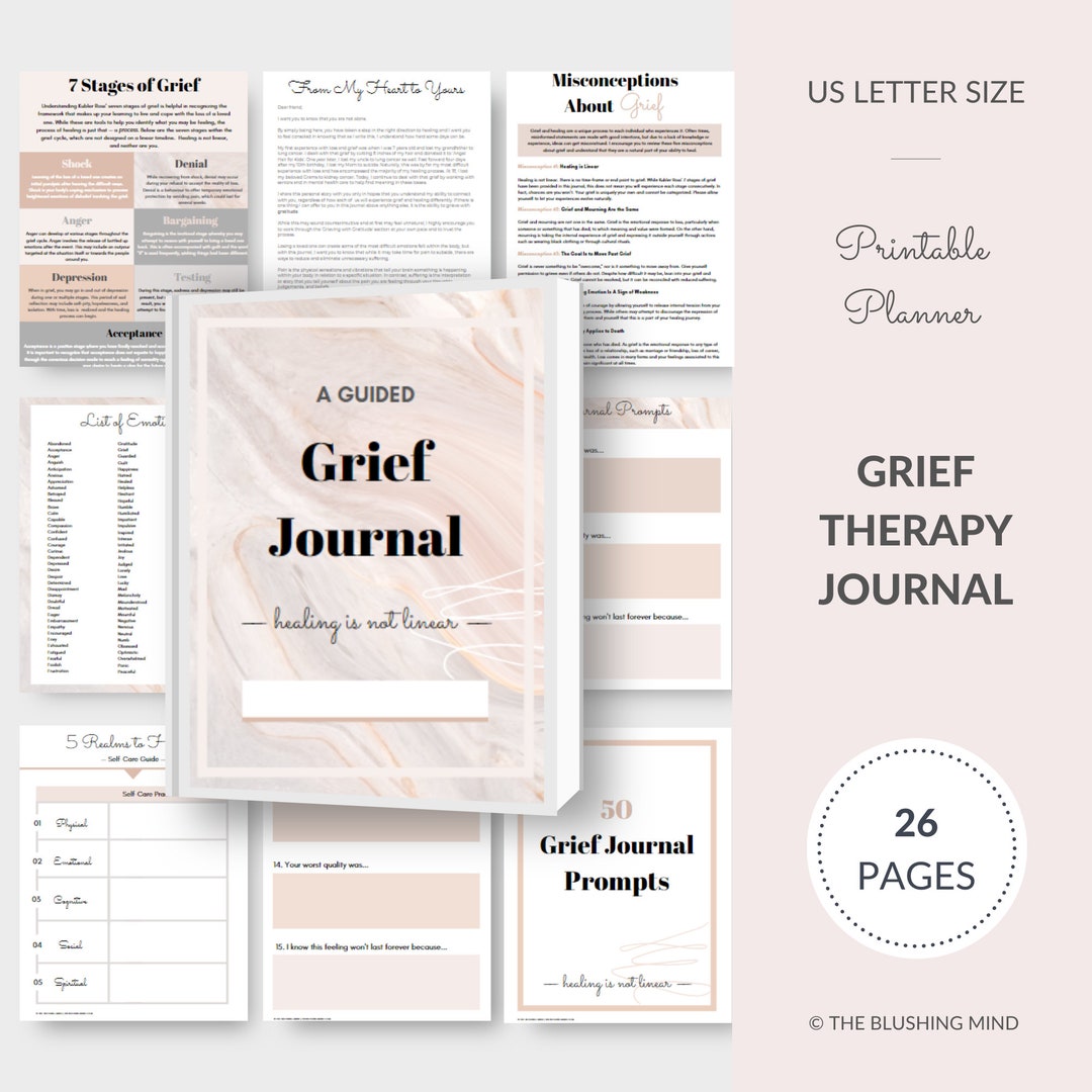 Grief Therapy Journal: Mental Health, Loss, Grief Healing, Self-care, Gratitude, Wellness ...