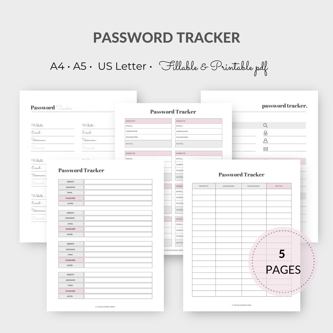 Printable & Fillable Password Tracker, Password Log, Password Keeper