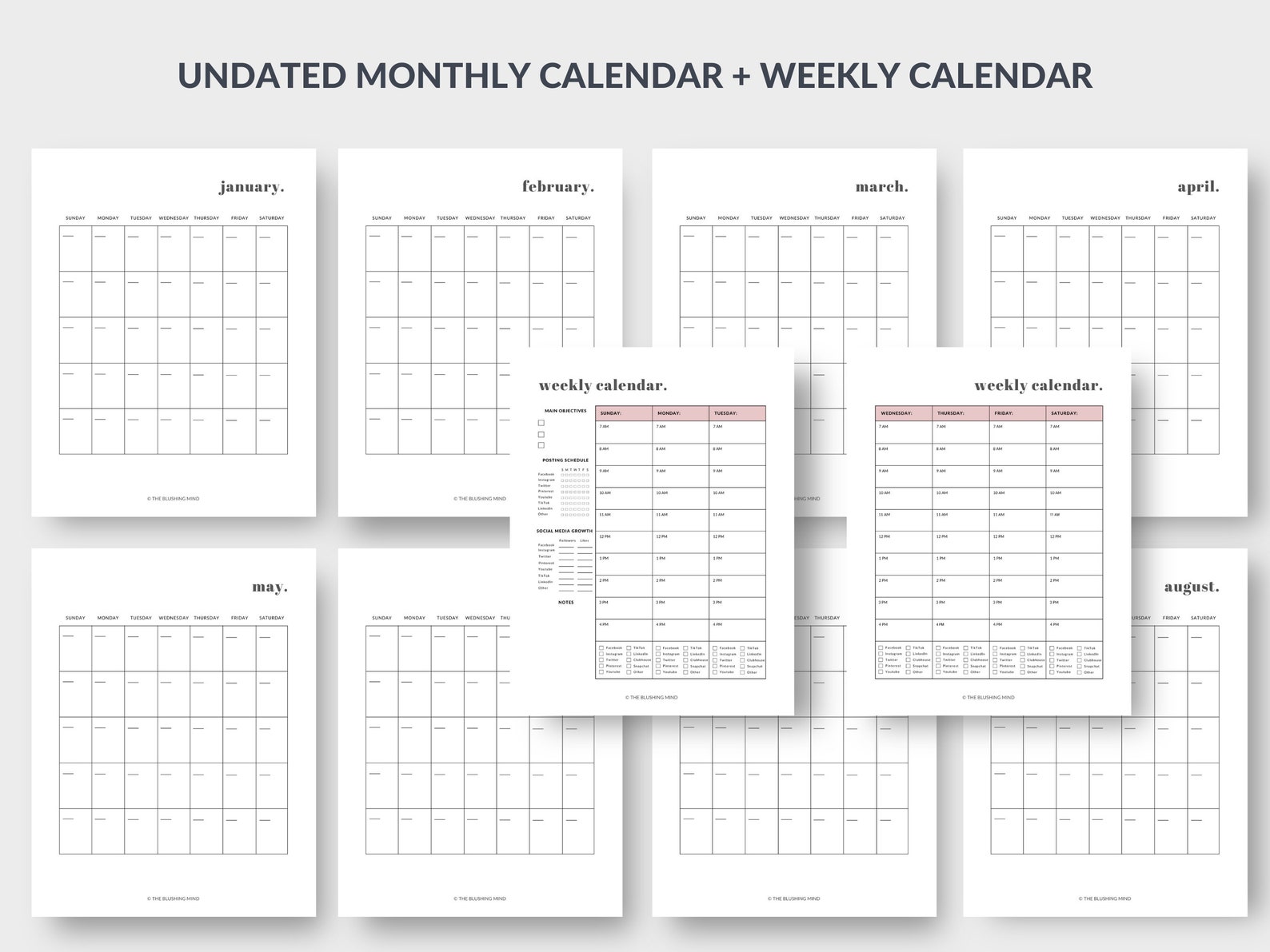 Social Media Planner: Social Media Template, Content Calendar, Content ...