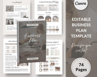 Business Plan Template Editable Canva Template Business Plan Workbook Canva eBook Template Digital Business Planner Done For You Products