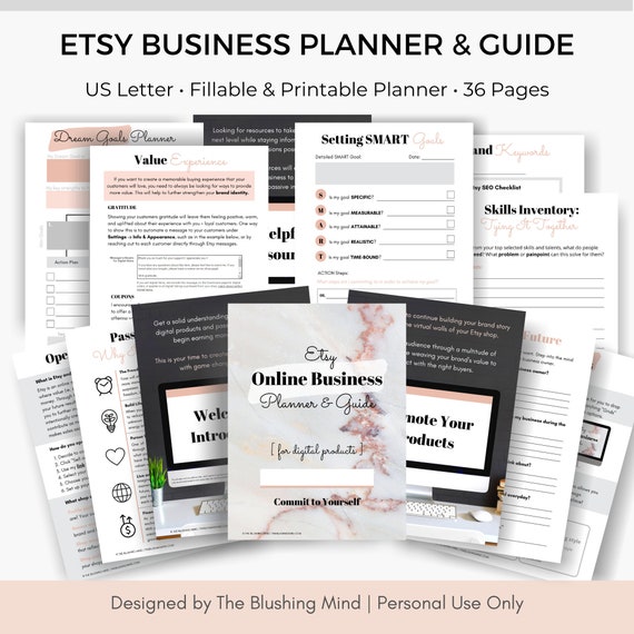Etsy Business Planner & Guide: Etsy Planner, Small Business, Etsy Guide, Online Business, Printable PDF, Fillable Planner