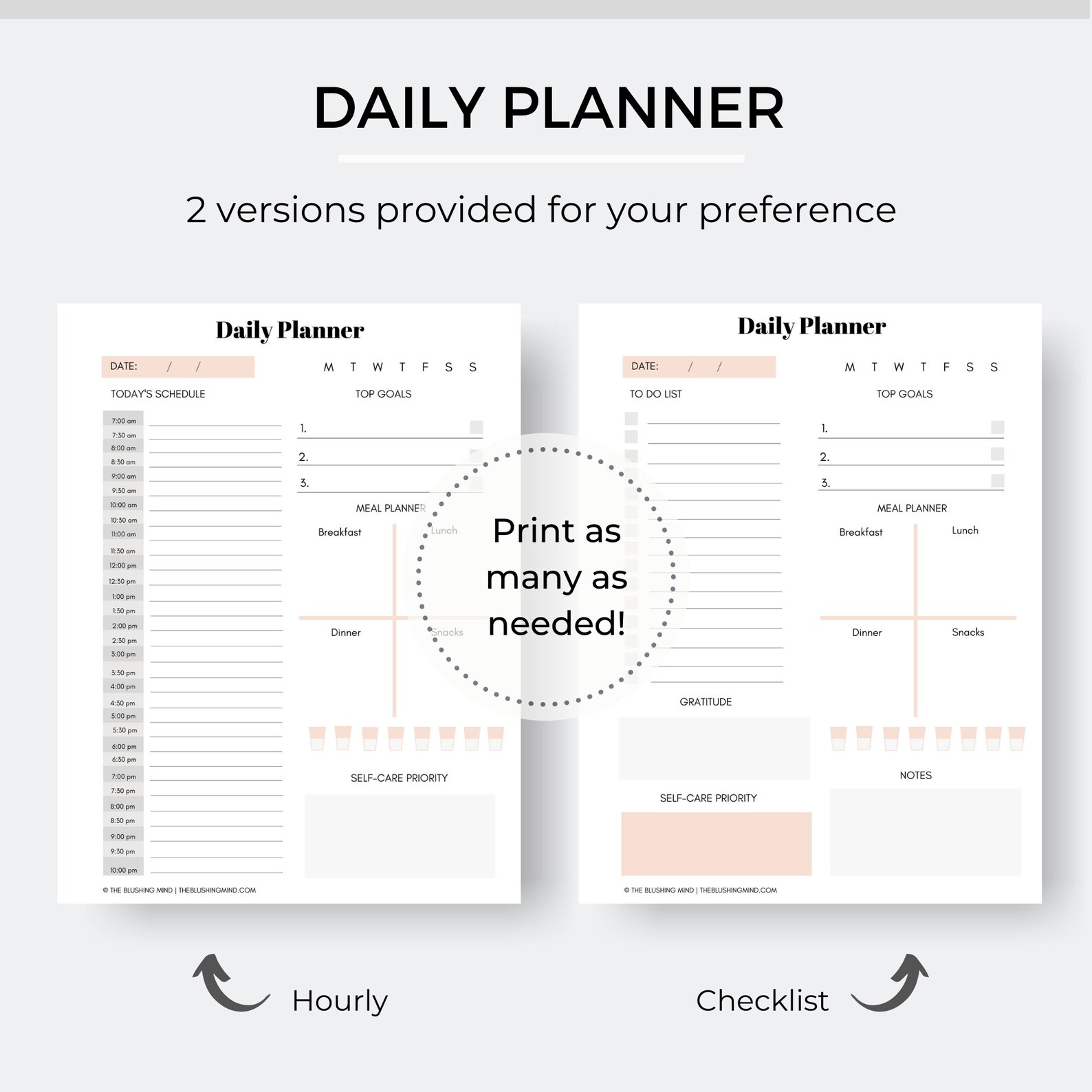 Daily & Weekly Fillable Planner Printable PDF, Fillable PDF, Instant