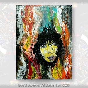 Semi-abstract portret van een vrouw. Origineel acrylschilderij op canvas.