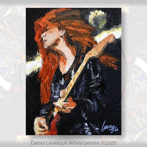 Vrouw speelt gitaar. Origineel acrylschilderij op canvas.