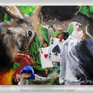 Fantastisch, Alice in Wonderland. Origineel acrylschilderij op canvas.