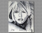 Original acrylic painting on canvas, Portrait face of a woman, Bardot. Original acrylic painting on canvas, Woman face portrait.